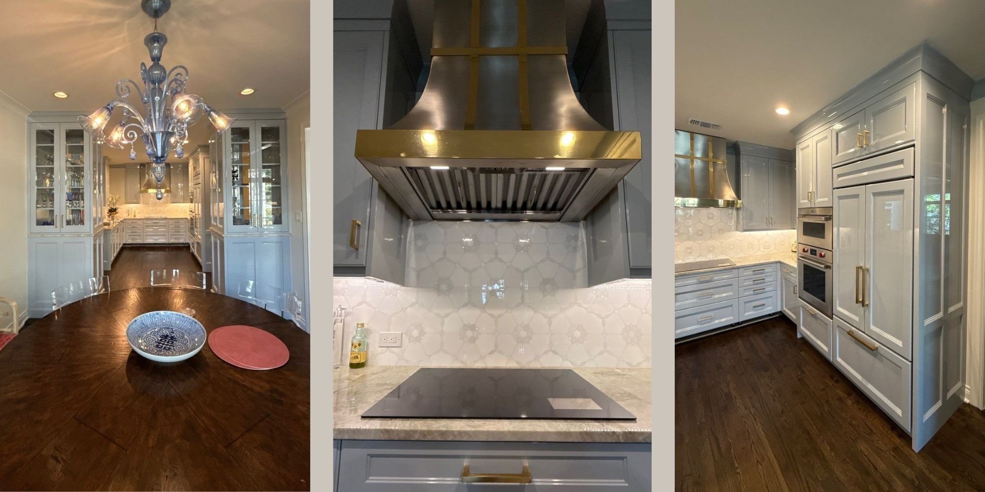 Kitchen remodel with white cabinets wood flooring and a panel refrigerator in san antonio wade caldwell