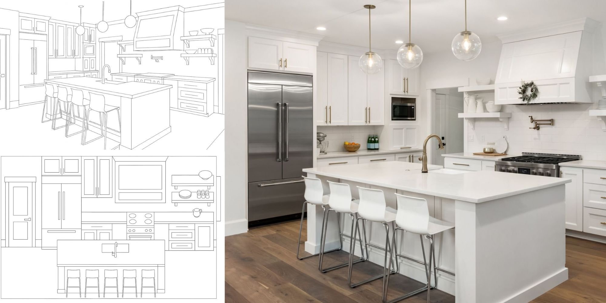 San Antonio kitchen remodel with bright white cabinetry and custom layout by Wade Caldwell Construction.