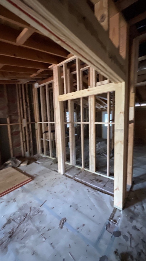 Progress photo of residential addition framing in Alamo Heights handled by Wade Caldw